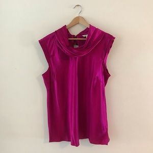 Banana Republic NWT 100% silk magenta shell with rouched neckline detail